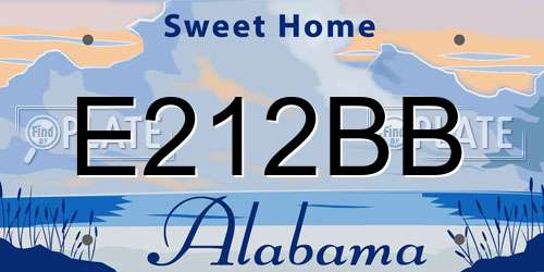E212BB Alabama License Plate