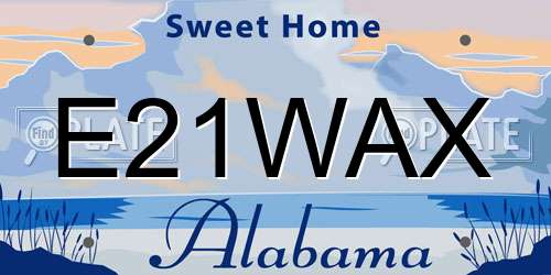 E21WAX Alabama License Plate