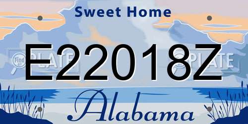E22018Z Alabama License Plate