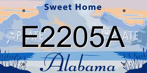 E2205A Alabama License Plate