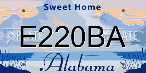 E220BA Alabama License Plate