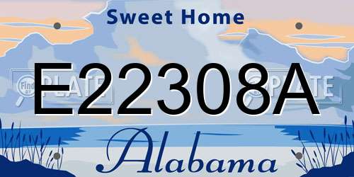 E22308A Alabama License Plate