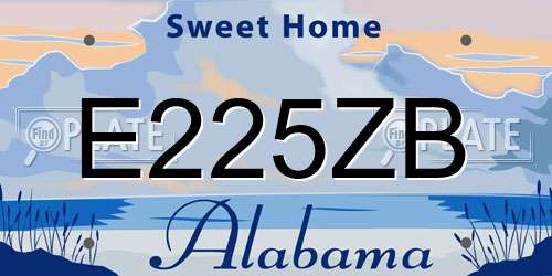 E225ZB Alabama License Plate