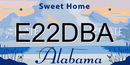 E22DBA Alabama License Plate