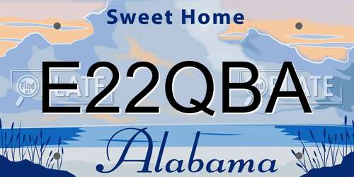 E22QBA Alabama License Plate