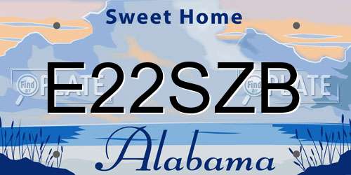E22SZB Alabama License Plate