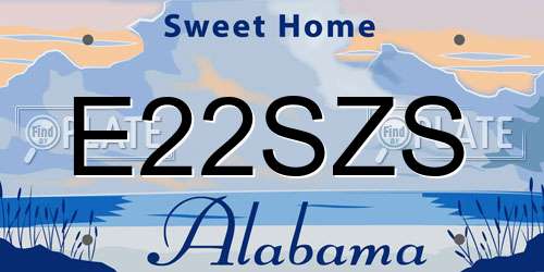 E22SZS Alabama License Plate