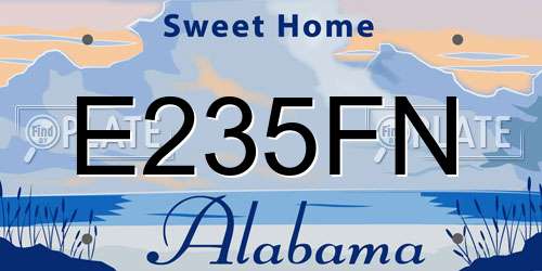 E235FN Alabama License Plate