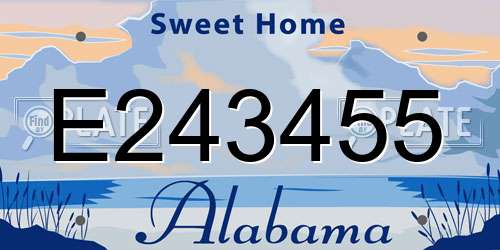 E243455 Alabama License Plate
