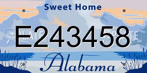 E243458 Alabama License Plate