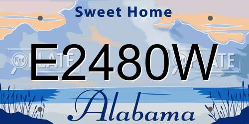E2480W Alabama License Plate