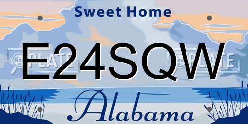 E24SQW Alabama License Plate