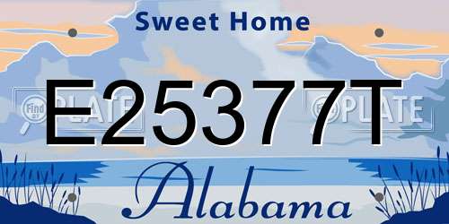 E25377T Alabama License Plate