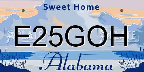E25GOH Alabama License Plate