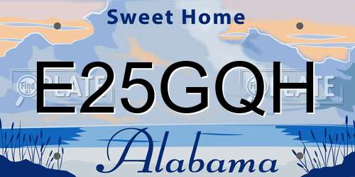 E25GQH Alabama License Plate