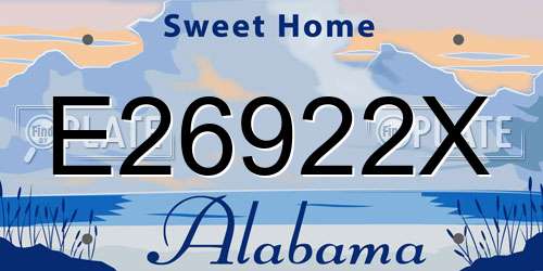 E26922X Alabama License Plate