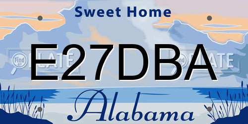 E27DBA Alabama License Plate