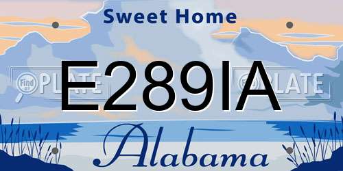 E289IA Alabama License Plate