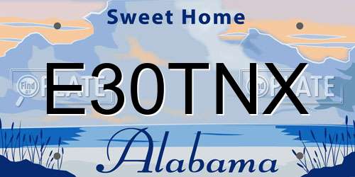 E30TNX Alabama License Plate