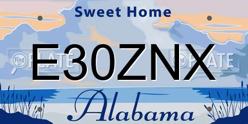 E30ZNX Alabama License Plate