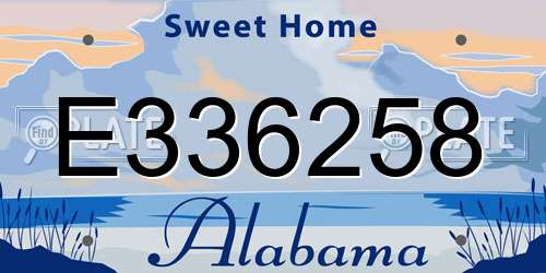 E336258 Alabama License Plate