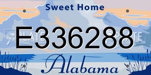 E336288 Alabama License Plate