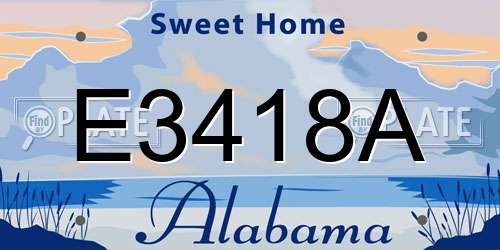E3418A Alabama License Plate