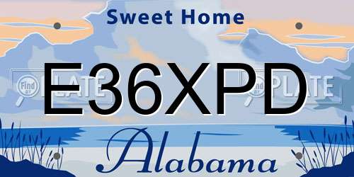 E36XPD Alabama License Plate