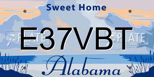 E37VBT Alabama License Plate