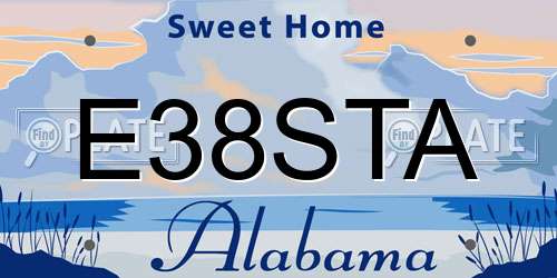 E38STA Alabama License Plate