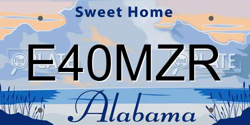E40MZR Alabama License Plate