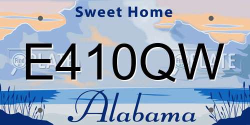 E410QW Alabama License Plate