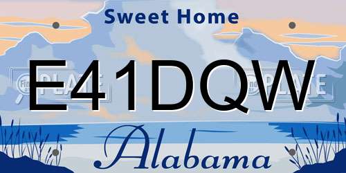 E41DQW Alabama License Plate