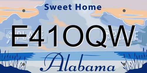 E41OQW Alabama License Plate
