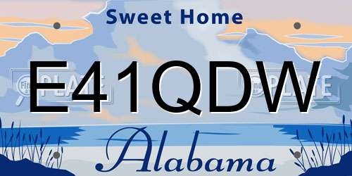 E41QDW Alabama License Plate