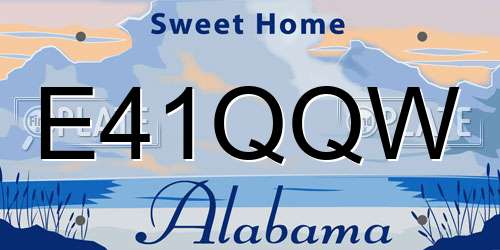 E41QQW Alabama License Plate