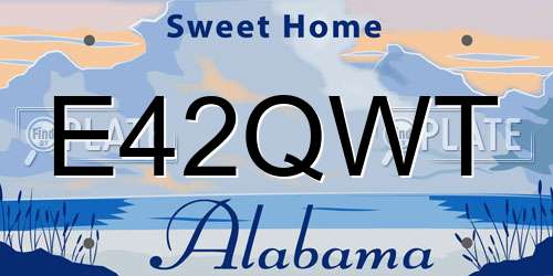 E42QWT Alabama License Plate
