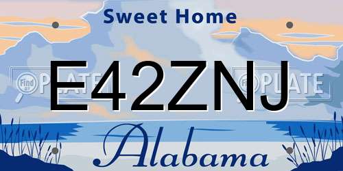 E42ZNJ Alabama License Plate