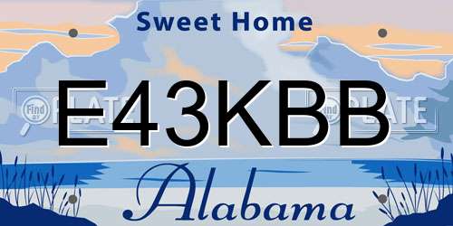 E43KBB Alabama License Plate