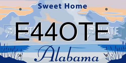 E44OTE Alabama License Plate