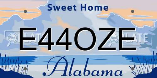 E44OZE Alabama License Plate