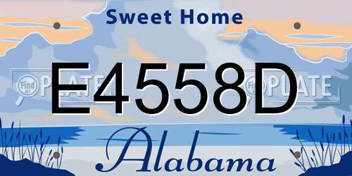 E4558D Alabama License Plate
