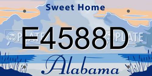 E4588D Alabama License Plate