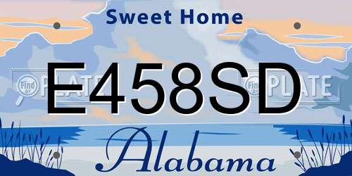 E458SD Alabama License Plate