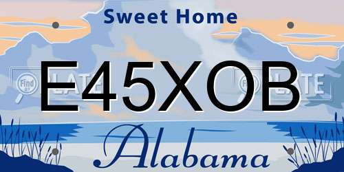 E45XOB Alabama License Plate
