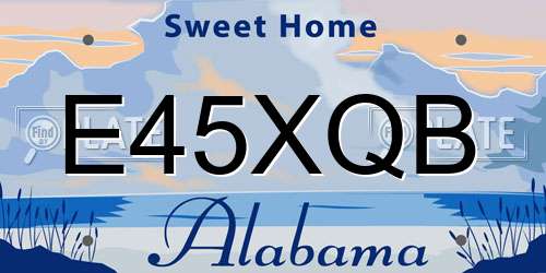 E45XQB Alabama License Plate