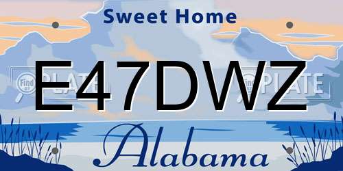 E47DWZ Alabama License Plate