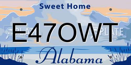 E47OWT Alabama License Plate