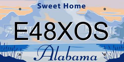 E48XOS Alabama License Plate