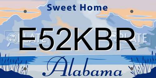 E52KBR Alabama License Plate